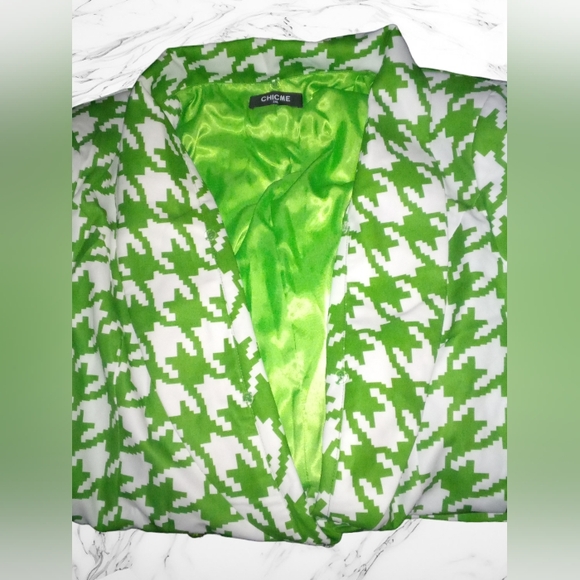 "CHICME" Women's Long Sleeve Houndstooth Print Turndown Collar Outerwear Jacket - Picture 7 of 7